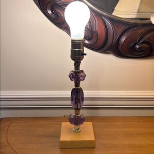 Vintage 1940s Purple Glass Table Lamp | Mid Century Modern Home Decor